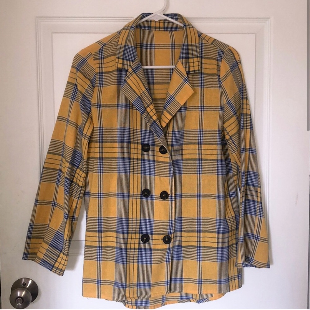 Yellow/Blue Plaid Blazer